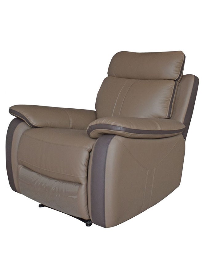 DANUBE HOME - Arlington 1 Seater Half Leather Manual Recliner  Accent Chair Modern Design One Seat Sofas Comfortable Living Room Seating Furniture For Home L 96 x W 92 x H 102 cm Tan - Image 1