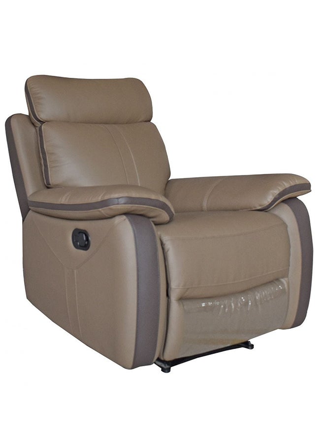 DANUBE HOME - Arlington 1 Seater Half Leather Manual Recliner  Accent Chair Modern Design One Seat Sofas Comfortable Living Room Seating Furniture For Home L 96 x W 92 x H 102 cm Tan - Image 1
