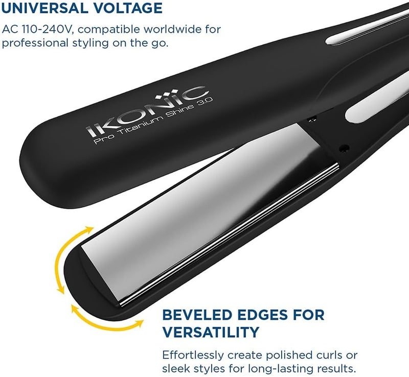 IKONIC Pro Titanium Shine 3.0 Hair Straightener Black with Advanced Professional Dual Titanium Floating Plates, Auto Shut off function, Instant Heat up, Universal Voltage - Image 4