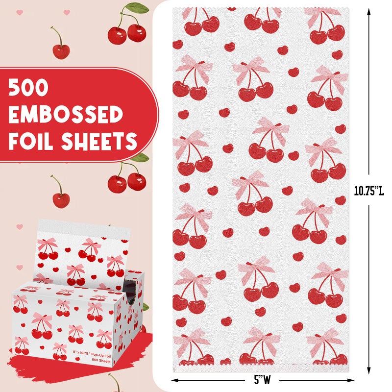 AmazingSpark Cherry Design Hair Foils for Highlighting, 5"w x 10.75"L Aluminum Pop up Hair Foil for Stylist Color Application and Highlighting Services, Non Slip 500 Pop up Foil Sheets - Image 2