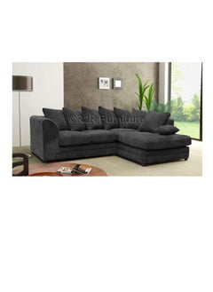 Mia Designer L-Shape Sofa With Left Side L Charcoal Grey