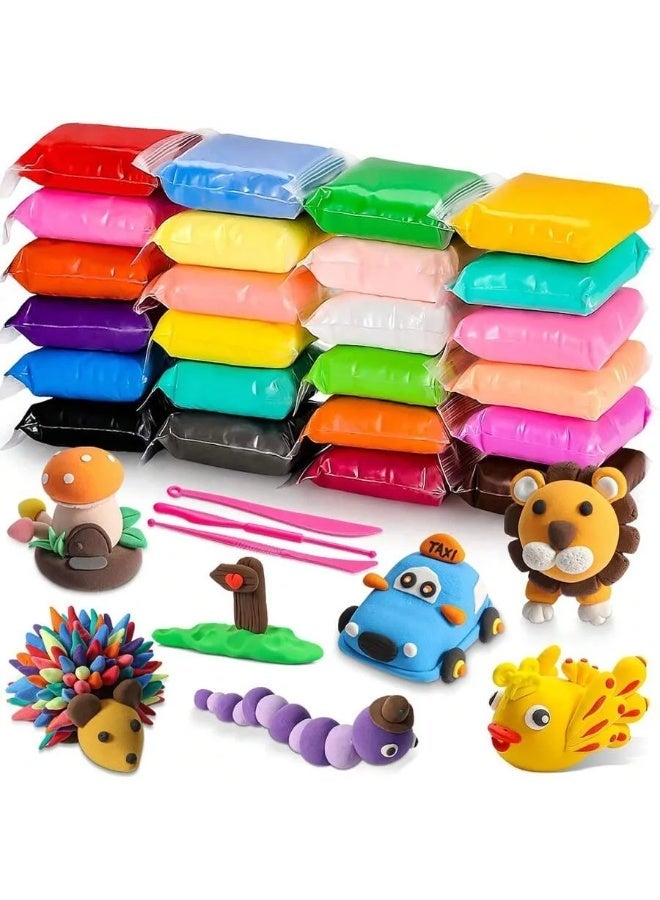 صلصال يجف بالهواء، بلاستيك 36 لون، مجموعة صلصال تشكيل مع 3 ادوات نحت، بلاستيك يمكنك تركيبه بنفسك لتعليم الاطفال - Image 3