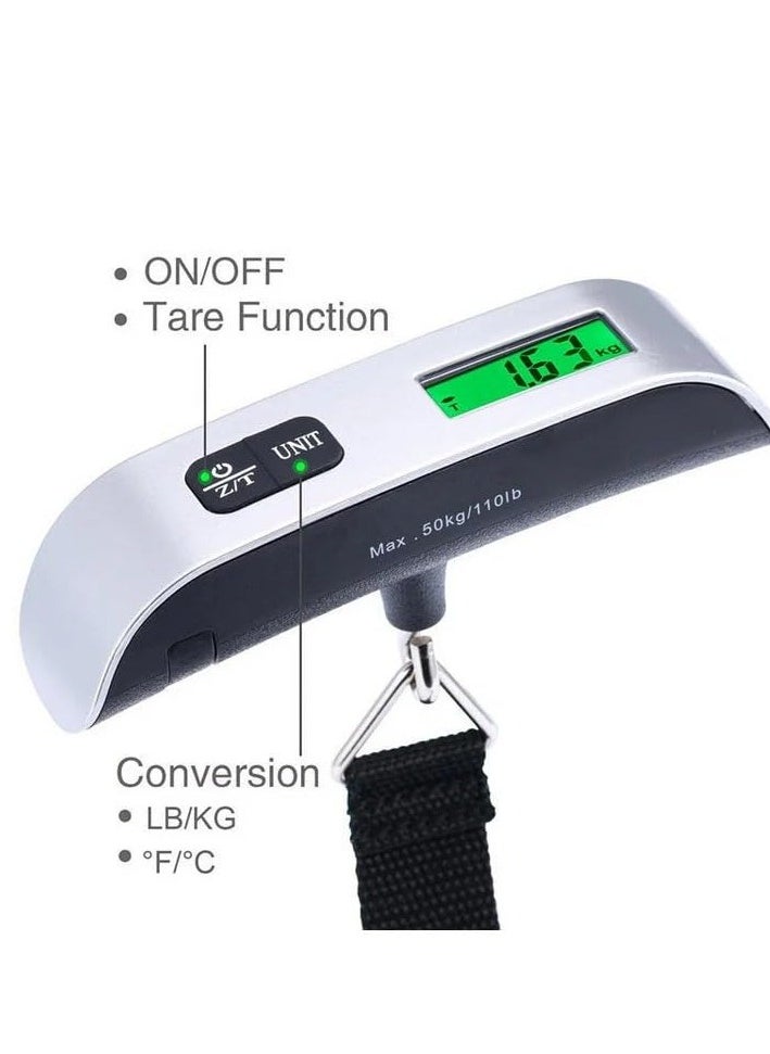 Yameem Portable Digital Luggage Weighing Scale in Black/Silver with LCD Display - A Travel Essential for Airline Weight Limits, Lightweight, and Reliable  - Image 2