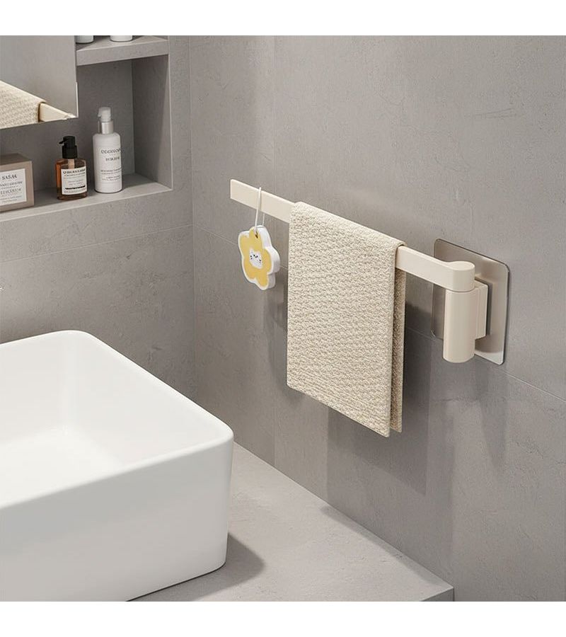 White Rotatable No Drill Towel Rack 2 Pack For Bathroom - Image 1