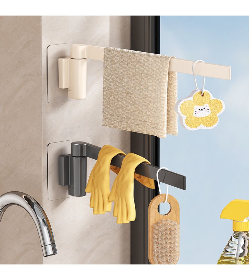 White Rotatable No Drill Towel Rack 2 Pack For Bathroom - Image 4