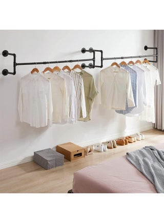 104CM Heavy Duty Pipe Wall Clothes Rack,Industrial Pipe Clothes Rack, Wall Mounted Detachable Retro Metal Clothing Rail for Hanging Clothes, Heavy Duty Garment Rack for Bedroom Storage - view 2