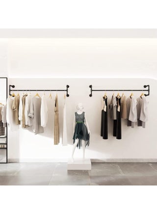 104CM Heavy Duty Pipe Wall Clothes Rack,Industrial Pipe Clothes Rack, Wall Mounted Detachable Retro Metal Clothing Rail for Hanging Clothes, Heavy Duty Garment Rack for Bedroom Storage - view 4