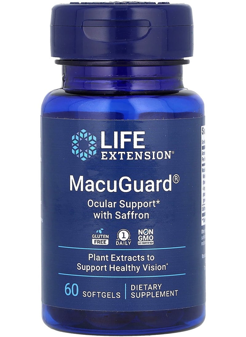 Life Extension MacuGuard, Ocular Support with Saffron, 60 Softgels 