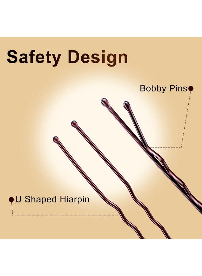 TsMADDTs 200Pcs Bobby Pins Brown Hair Pins U Shaped Hair Pins For Buns Women Girls With Storage Box, 2.4Inch 2Inch - Image 3