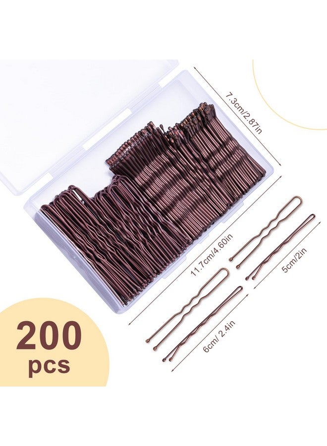 TsMADDTs 200Pcs Bobby Pins Brown Hair Pins U Shaped Hair Pins For Buns Women Girls With Storage Box, 2.4Inch 2Inch - Image 1