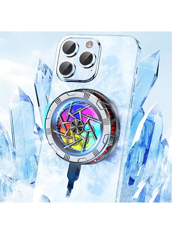 LINJIE Phone Cooler， Magnetic Cell Phone Cooler Rgb Phone Cooling Fan Portable Lightweight Mobile Phone Cooling Fan With Temperature Display，Game Artifacts Suitable For Ios/Android Pubg、Live Vlog - Image 1