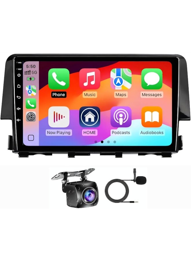 Vierex Fit Honda Civic Car Stereo Android Screen With Apple Carplay Android Auto Honda Civic 2016-2021 Fast Interface AHD Camera Included 4G&WIFI QLED (8+128GB CARPLAY)  - Image 1