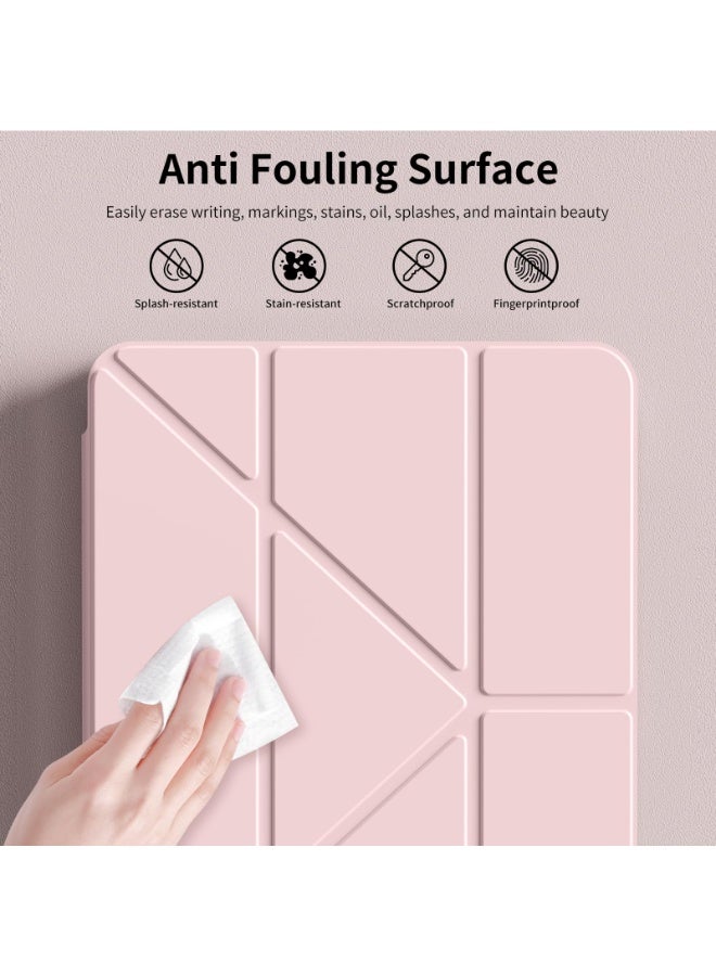 for iPad Air 2025 7th M3 11-Inch  Case Cover, Triple Fold Y-shaped Design, Multi Angle, Leather Tablet Cover With Pen Slot, Automatic Wake-up/sleep, Pink  - Image 2
