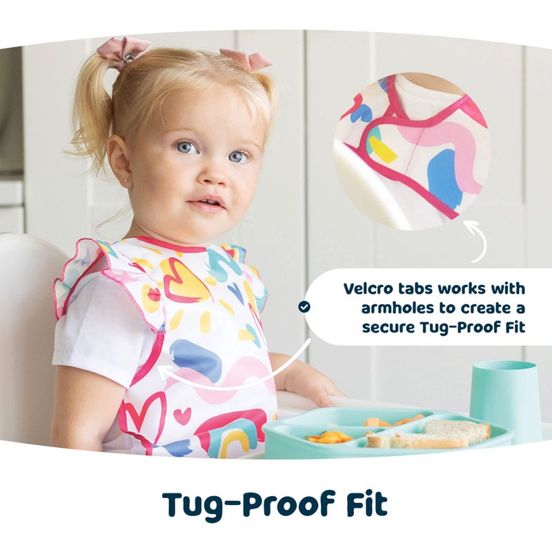 تايني توينكل Mess Proof Baby Bib - Waterproof Baby Apron - Machine Washable - PVC, BPA,  Phthalate Free - Great Travel Bib for Baby Eating - Baby Food Bibs (Rose, Small 6-24 Months) - Image 4