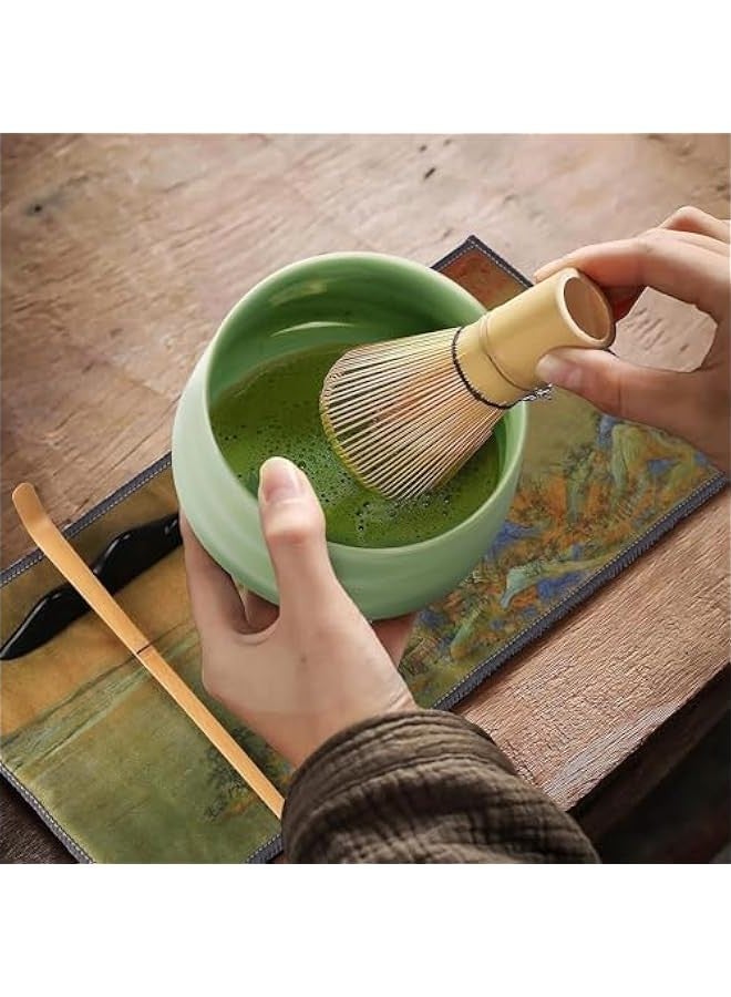 تراسل مجموعة خفاقة ماتشا من هوكور، مجموعة ادوات تقليب شاي ماتشا مكونة من 7 قطع، مغرفة شاي، حامل خفاقة سيراميك يدوي الصنع لحفلات الشاي الياباني - Image 5