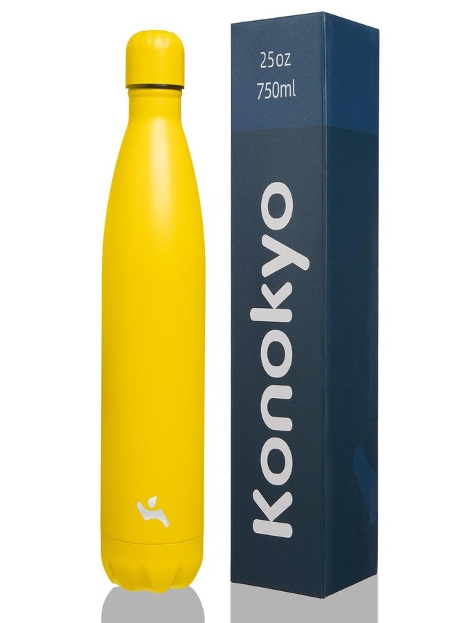 Konokyo Insulated Water Bottles,25oz Double Wall Stainless Steel Vacumm Metal Flask for Sports Travel,Yellow - Image 1