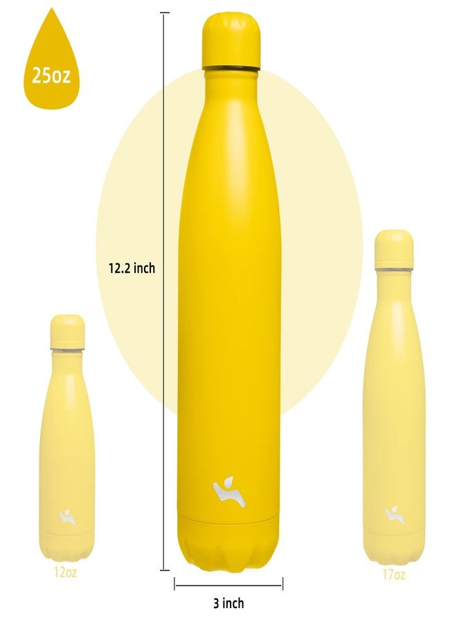 Konokyo Insulated Water Bottles,25oz Double Wall Stainless Steel Vacumm Metal Flask for Sports Travel,Yellow - Image 3