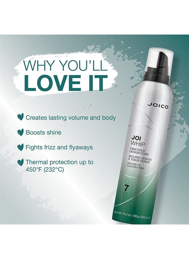 JOICO JoiWhip Firm Hold Designing Foam | For Most Hair Types | Add Volume & Body | Boost Shine | Control Frizz & Flyaways | Heat, Humidity, & Pollution Protection | Silicone & Paraben Free | 300mL - Image 2