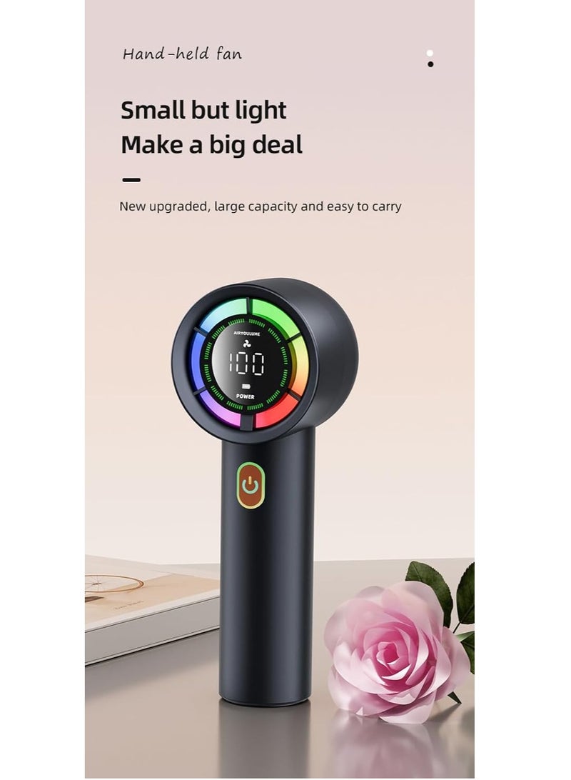 BlueFire Portable Handheld Fan with LED Display, USB Rechargeable Mini Desk & Neck Fan, Colorful Smart Digital Power Indicator, Ultra-Quiet Jet-Engine Cooling, Foldable & Lightweight Travel Fan for Outdoor, Office, Gym, Commuting – Perfect Bulk Order Mini Fan - Image 3
