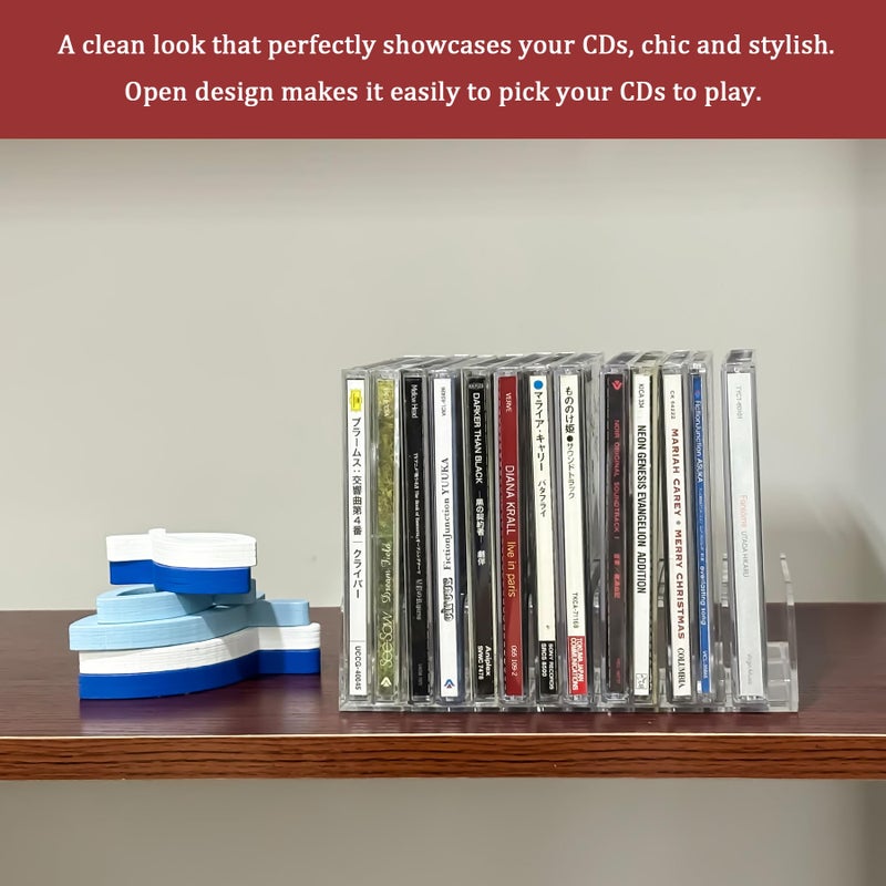 Philbinden 2 Pcs Clear Acrylic CD Holder, DVD/CD Display Rack & CD Storage Box & Vinyl Record Storage Stand Holds up to 14 Standard CD Cases for Media Shelf Storage and Organization - Image 5