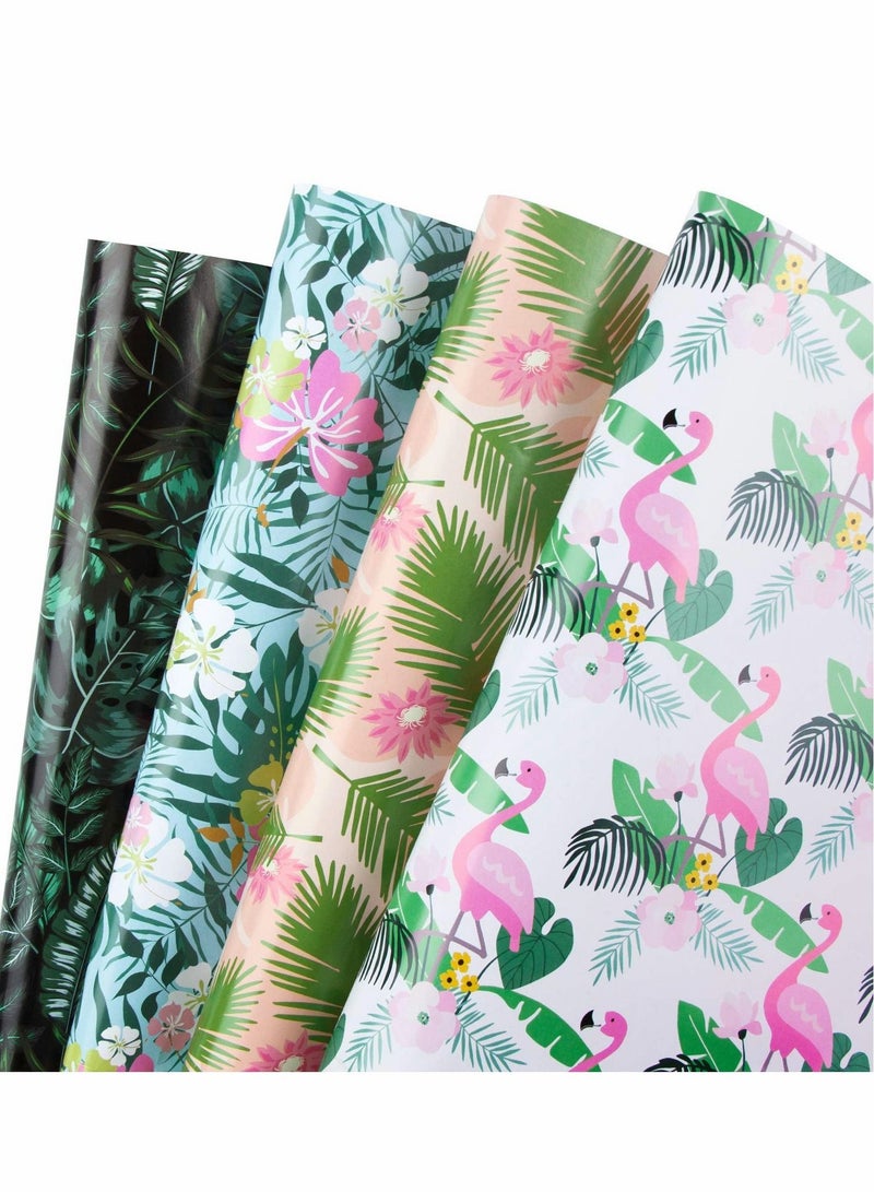 SYOSI Wrapping Paper Sheets - Gift Wrapping, Tropical Rainforest Theme Perfect for Holiday,Birthday,Congrats, Party, Baby Shower - 4 Folded Sheets - 20 inch X 30 inch - Image 1