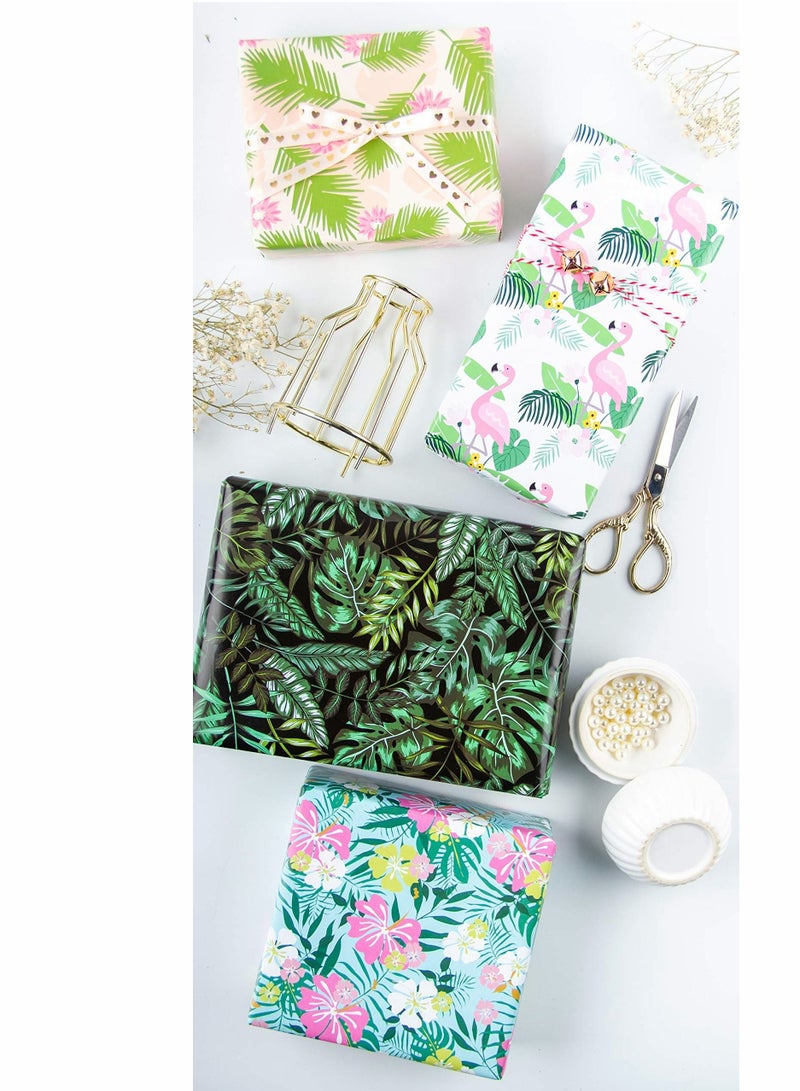 SYOSI Wrapping Paper Sheets - Gift Wrapping, Tropical Rainforest Theme Perfect for Holiday,Birthday,Congrats, Party, Baby Shower - 4 Folded Sheets - 20 inch X 30 inch - Image 5