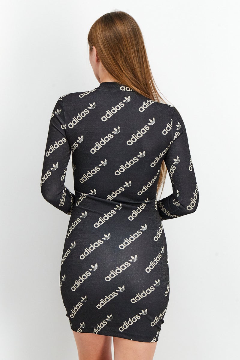 adidas Originals Women Sportswear Fit Brand Logo Bodycon Dress, Multicolor - Image 4