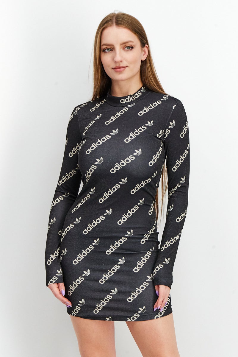 adidas Originals Women Sportswear Fit Brand Logo Bodycon Dress, Multicolor - Image 1