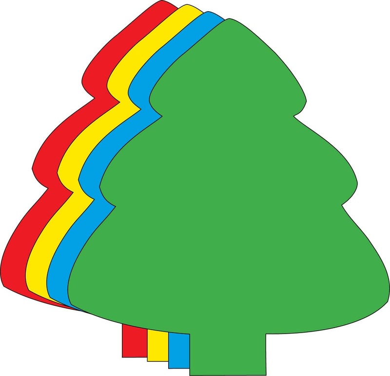 SHAPES ETC. . 15 pcs Evergreen Tree Large Assorted Color Foam Cut-Outs 5.5in Classroom Winter Crafts Christmas Decorations Holiday Bulletin Boards Kids School Craft Projects Teacher Supplies Made in USA - Image 1