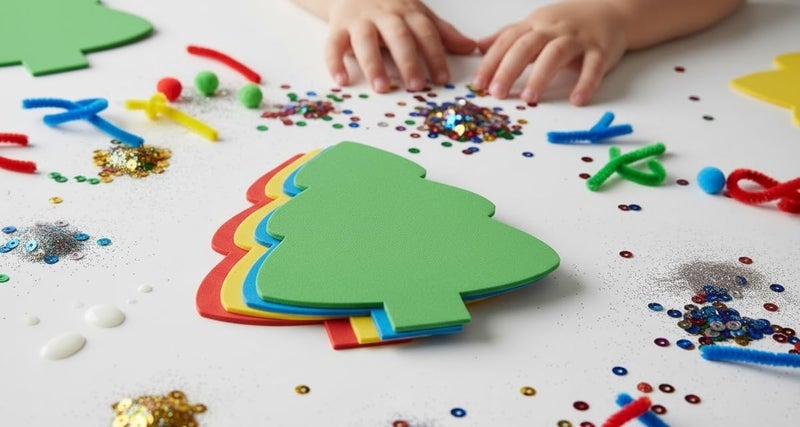 SHAPES ETC. . 15 pcs Evergreen Tree Large Assorted Color Foam Cut-Outs 5.5in Classroom Winter Crafts Christmas Decorations Holiday Bulletin Boards Kids School Craft Projects Teacher Supplies Made in USA - Image 5