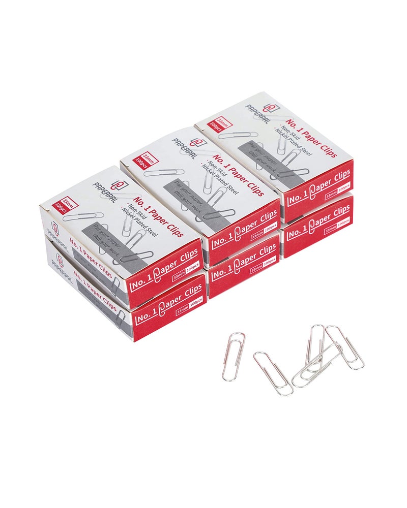 PAPERPAL Paperclips for Office School & Personal Use, #1 Nonskid Paper Clip (1-2/7"), 600 Medium Paper Clips (6 Boxes of 100 Each), Silver - Image 1