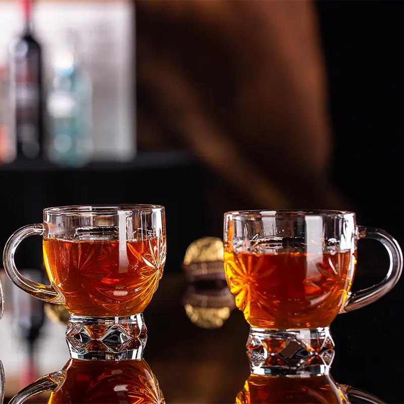 ZROY ENTERPRISE Premium Glass Coffee Mug Tea Cups Set of 2-150 ML, Transparent, Glass Cups Set for Coffee, Green Tea, Herbal Tea, Lemon Tea, Milk Cup, Hot/Cold Drinks Cups (Flower Cup 150 ML, 2) - Image 3