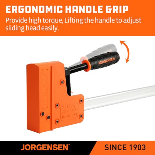 Jorgensen 18” Bar Clamp Set, 2-pack 90° Parallel Clamp Cabinet Master, Steel Jaw Bar Clamp for Woodworking, 1500 lbs load Limited - Image 4