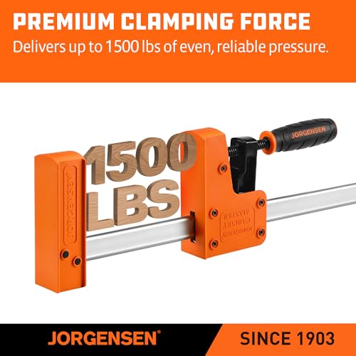 Jorgensen 18” Bar Clamp Set, 2-pack 90° Parallel Clamp Cabinet Master, Steel Jaw Bar Clamp for Woodworking, 1500 lbs load Limited - Image 3