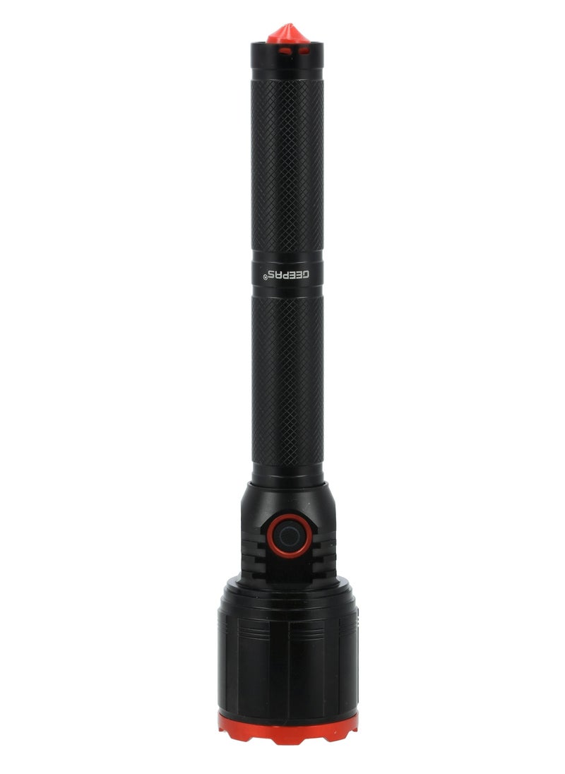 GEEPAS مصباح يدوي LED قابل لإعادة الشحن، 15 ساعة من وقت العمل، GFL51050 | ضوء شديد السطوع 6000K-6500K | قطعتان من بطاريات 18650 3.7V 6000mAh | حماية من الشحن الزائد/التفريغ  - Image 2
