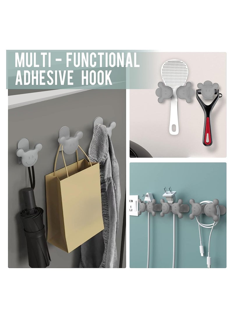 KASTWAVE حامل شفرة حلاقة سيليكون على شكل وجه مبتسم، خطافات لاصقة ناعمة وقابلة للتقطيع، خطافات مفيدة لتوصيل الكابل للماء للمطبخ والحمام وغرفة المعيشة والمكتب، 6 قطع (3 ألوان) - Image 2