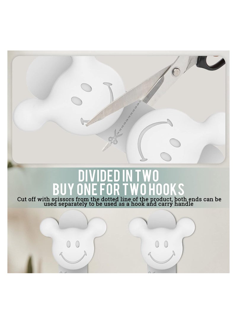 KASTWAVE حامل شفرة حلاقة سيليكون على شكل وجه مبتسم، خطافات لاصقة ناعمة وقابلة للتقطيع، خطافات مفيدة لتوصيل الكابل للماء للمطبخ والحمام وغرفة المعيشة والمكتب، 6 قطع (3 ألوان) - Image 4