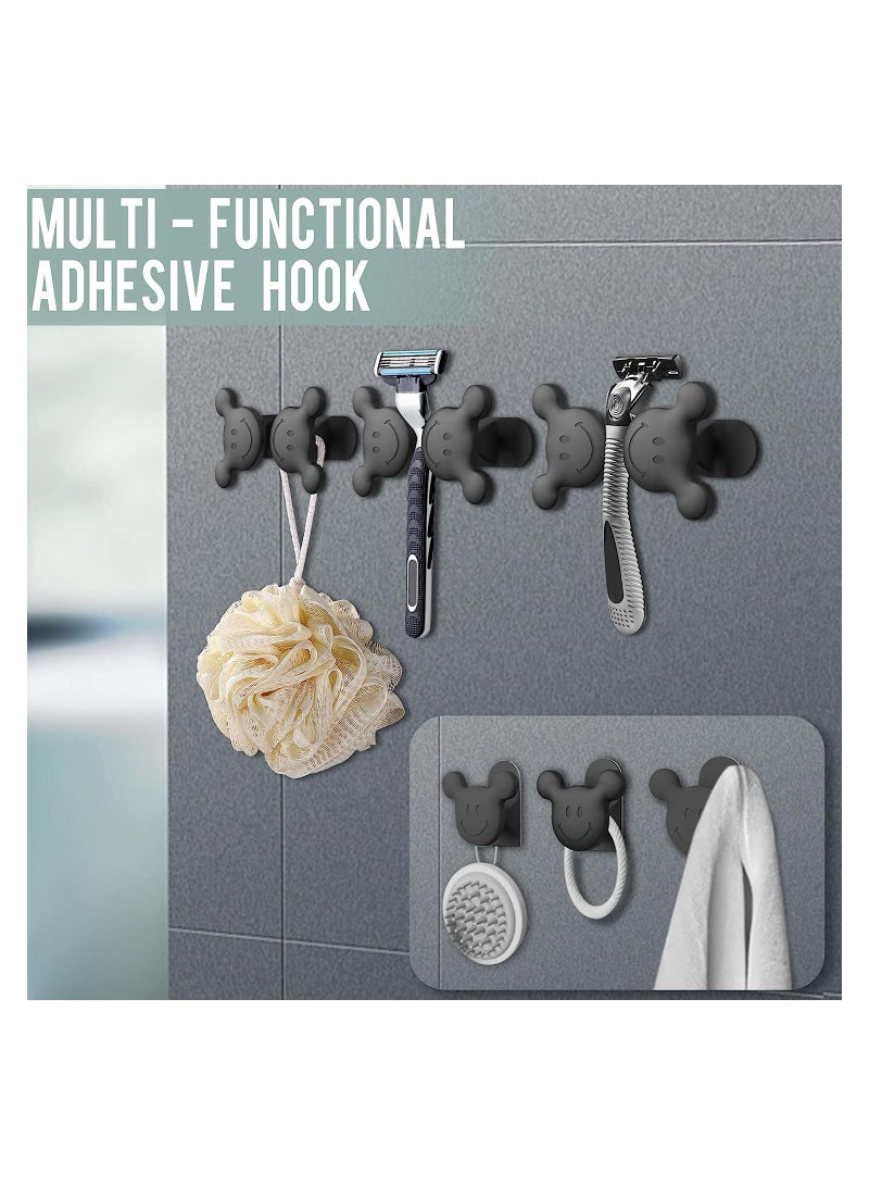 KASTWAVE حامل شفرة حلاقة سيليكون على شكل وجه مبتسم، خطافات لاصقة ناعمة وقابلة للتقطيع، خطافات مفيدة لتوصيل الكابل للماء للمطبخ والحمام وغرفة المعيشة والمكتب، 6 قطع (3 ألوان) - Image 5