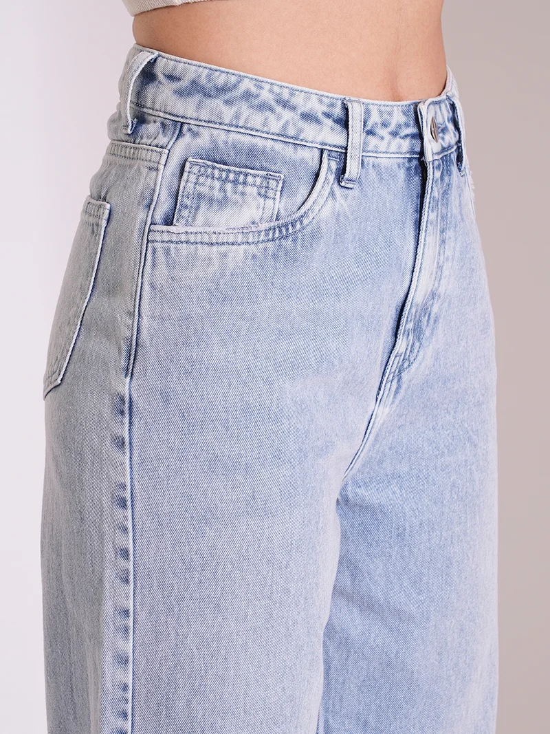globus Women Cotton High Rise Straight Fit Jeans