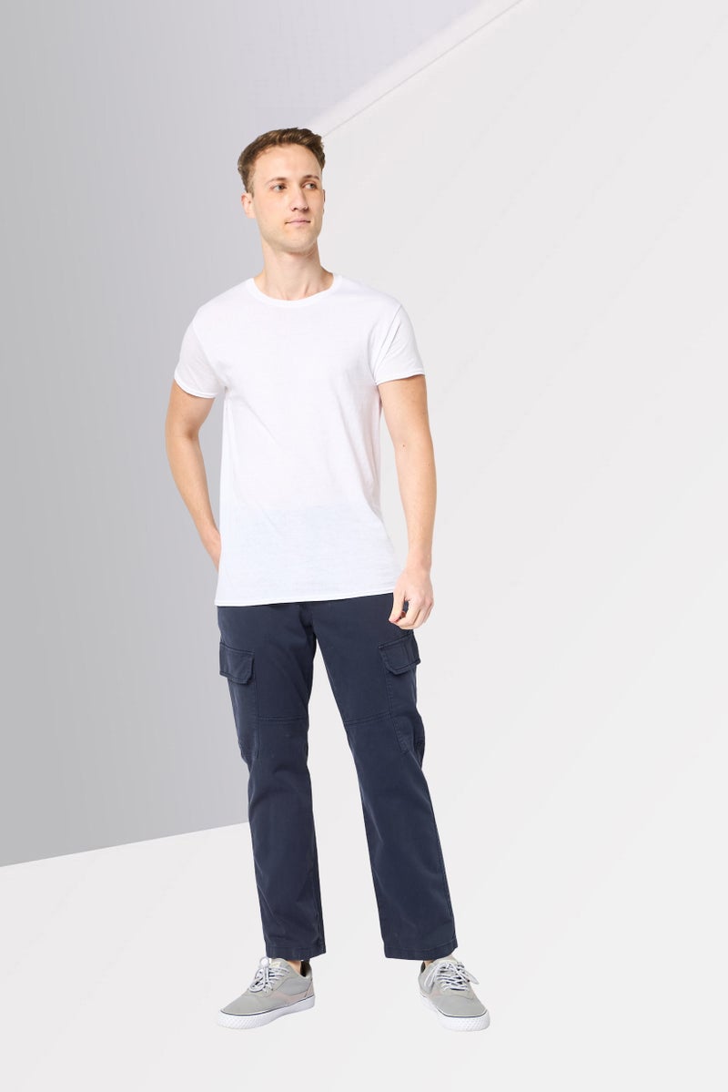 DKNY Men Regular Fit Textured Cargo Pants, Dark Navy - Image 2