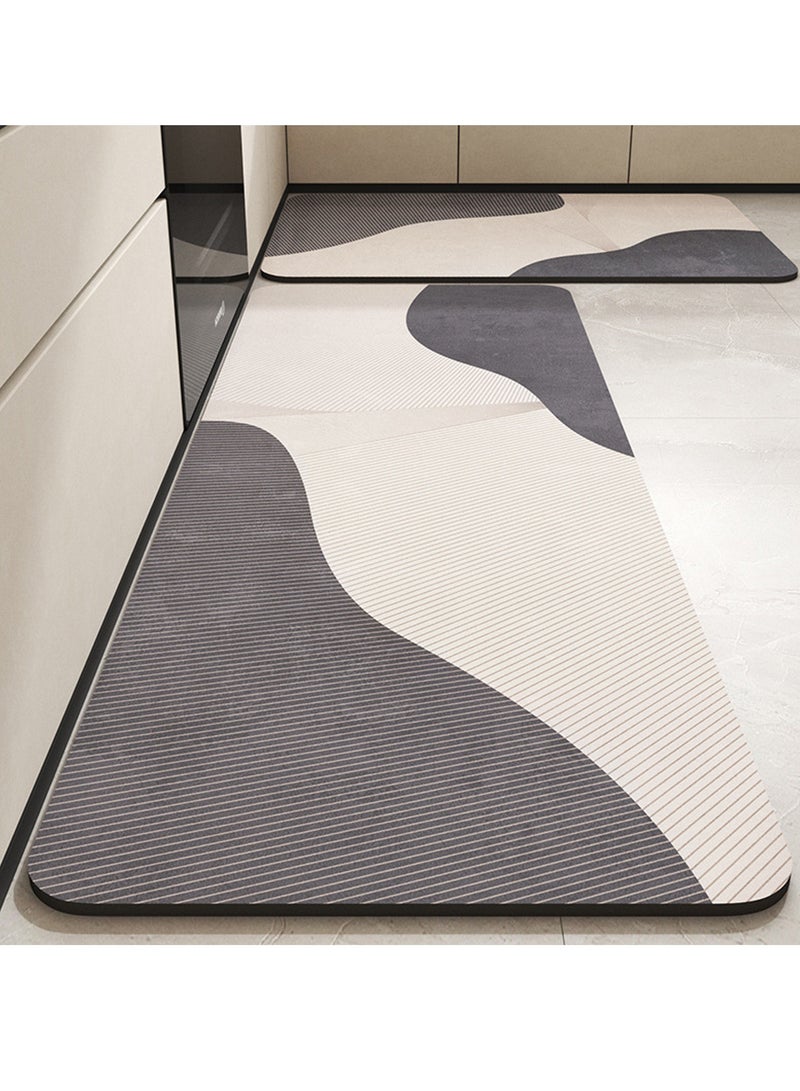 TYCOM سجاد مطبخ دياتوم سجادة مطبخ غير قابلة للانزلاق ناعمة فخمة من الألياف الدقيقة سجادة استحمام قابلة للغسل في الغسالة سريعة الجفاف سجاد مطبخ فائق 40 × 60 و 40 × 120 سم أبيض وأسود.