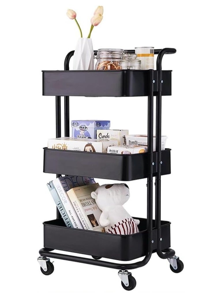 DubaiGallery Multipurpose 3-Tier Storage Trolley Cart With Shelf and Wheels - Image 1