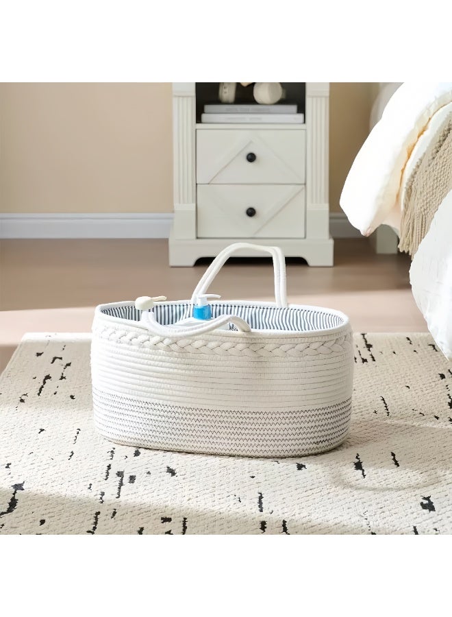 سلة تخزين حبل القطن المنسوجة - متعددة الوظائف المقصورة الإمدادات الإنجليزية منظم ومراحيض الحمام كادي - Image 3