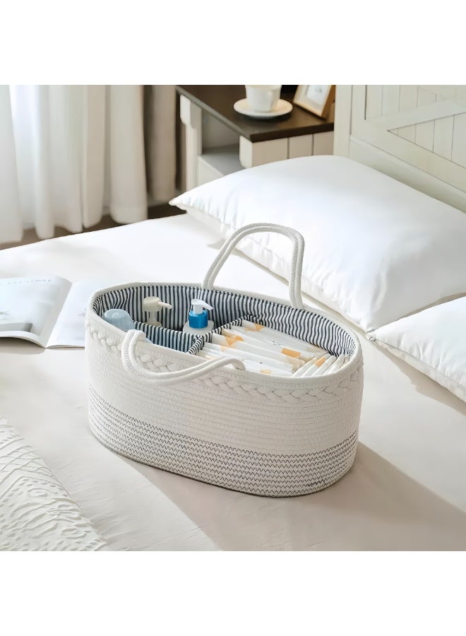سلة تخزين حبل القطن المنسوجة - متعددة الوظائف المقصورة الإمدادات الإنجليزية منظم ومراحيض الحمام كادي - Image 2