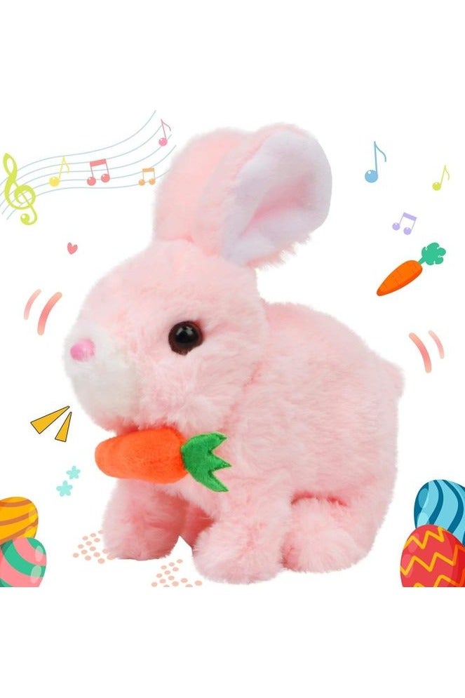 Pack of 2 Interactive Electronic Pet Plush Bunny Toy With Sounds Twitch Nose Hopping Rabbit With Carrot Gift For Toddlers Birthday - Image 2
