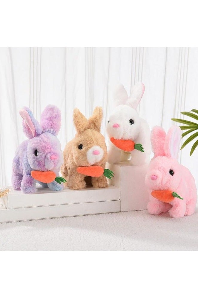 Pack of 2 Interactive Electronic Pet Plush Bunny Toy With Sounds Twitch Nose Hopping Rabbit With Carrot Gift For Toddlers Birthday - Image 3