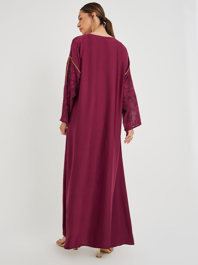 Styli Styli Magrabi Lace Trim Brasso Sleeve Jalabiya  - Image 4