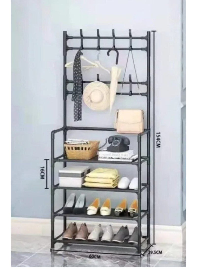 استاند 2*1 جزامة + شماعة 8 شماعات مقاس 60*29,5*172 cm- حل مثالي للتخزين والتنظيم H - Image 1