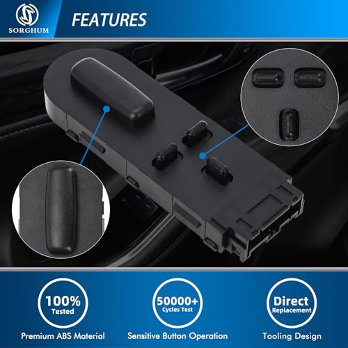 Sorghum Power Seat Switch - Driver Side Adjustment Switch Control LH/RH Compatible with 1997 1998 1999 2000 2001 2002 2003 2004 Chevrolet C5 Corvette 14 Pins Replace# 12135158 - Image 3