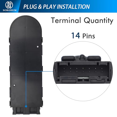 Sorghum Power Seat Switch - Driver Side Adjustment Switch Control LH/RH Compatible with 1997 1998 1999 2000 2001 2002 2003 2004 Chevrolet C5 Corvette 14 Pins Replace# 12135158 - Image 5